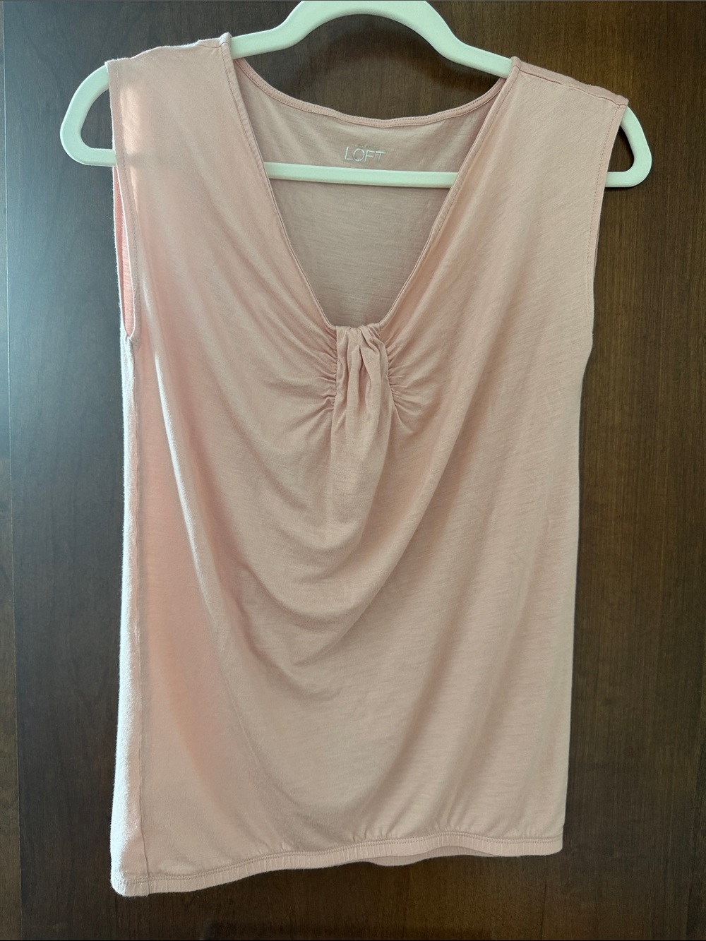 LOFT Dusty Rose Gathered V-Neck Tank
